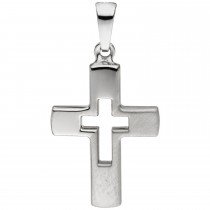 Anhänger Kreuz 925 Sterling Silber teil matt