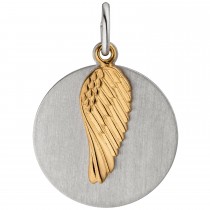 Anhänger Flügel Gravur Gravurplatte 925 Sterling Silber bicolor vergoldet