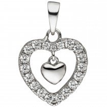 Anhänger Herz Herzen 925 Sterlingsilber 19 Zirkonia Silberherz