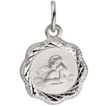 Anhänger Engel Schutzengel 925 Sterlingsilber teil matt