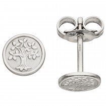 Ohrstecker Baum Lebensbaum 925er Sterlingsilber mattiert Ohrringe Silberohrringe