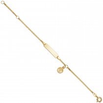 Schildband Babyfüße 333 Gelbgold 14cm Kinder Gravur ID Armband