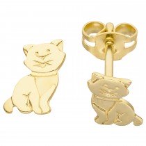 Ohrstecker Katze 333 Gelbgold Ohrringe Goldohrringe Katzenohrringe