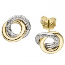 Ohrstecker 585 Gelbgold Weißgold bicolor 48 Diamanten Brillanten Ohrringe