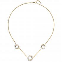 Collier 585 Gelbgold Weißgold bicolor 82 Diamanten 45cm