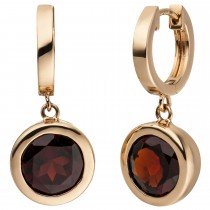 Creolen 585 Rotgold 2 Granate rot Ohrringe Goldcreolen Granatohrringe