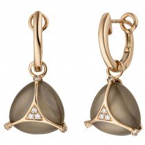 Creolen 585 Rotgold 2 Mondstein Cabochons 12 Diamanten Brillanten Ohrringe