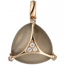 Anhänger 585 Rotgold 1 Mondstein Cabochon grau 6 Diamanten Brillanten
