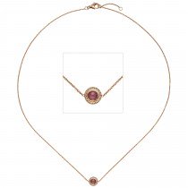 Collier 585 Rotgold 1 Turmalin pink 16 Diamanten Brillanten 42cm