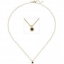 Collier Kette mit Anhänger 585 Gelbgold 1 Rauchquarz 45cm