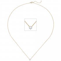 Collier 750 Gelbgold Weißgold bicolor 1 Diamant Brillant 45cm Goldkette