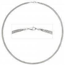 Halskette Popcorn Kette 3-reihig 750 Weißgold 45cm Goldkette Karabiner