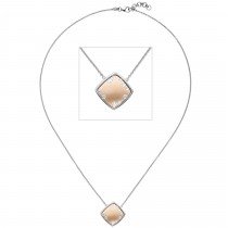 Kette mit Anhänger 375 Weißgold Rotgold bicolor matt 10 Zirkonia 45cm