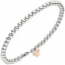 Armband mit Engel 585 Weißgold Rotgold bicolor 19cm Schutzengel