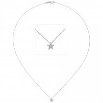 Collier Kette mit Anhänger Stern 585 Weißgold 16 Diamanten Brillanten 42cm