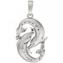 Anhänger Sternzeichen Fische 925 Sterling Silber teil matt