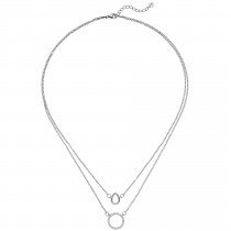 Kette mit Anhängern 2-reihig 925 Sterling Silber 28 Zirkonia 46cm