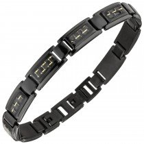 Armband Edelstahl schwarz beschichtet mit goldfarbenen Effekten 22cm
