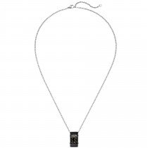 Collier Kette mit Anhänger Edelstahl schwarz mit Carbon Einlagen 55cm