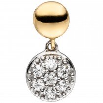 Anhänger 375 Gelbgold Weißgold bicolor 7 Zirkonia