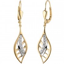 Ohrhänger 375 Gelbgold bicolor 14 Zirkonia Ohrringe Boutons Goldohrringe