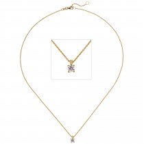 Collier Kette mit Anhänger 585 Gelbgold 1 Diamant Brillant 0,15ct. 45cm