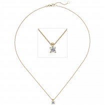 Collier Kette mit Anhänger 585 Gelbgold 1 Diamant Brillant 0,70ct. 45cm