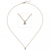 Collier Kette mit Anhänger 585 Rotgold 1 Diamant Brillant 0,15ct. 45cm
