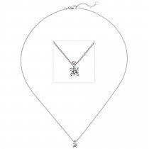 Collier Kette mit Anhänger 585 Weißgold 1 Diamant Brillant 0,70ct. 45cm