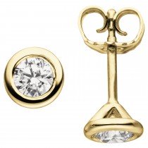 Ohrstecker rund 585 Gelbgold 2 Diamanten Brillanten 0,74ct. Ohrringe