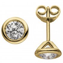 Ohrstecker rund 585 Gelbgold 2 Diamanten Brillanten 1,00ct. Ohrringe