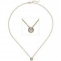 Collier Kette mit Anhänger 585 Gelbgold 1 Diamant Brillant 0,70ct. 45cm