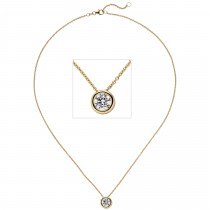 Collier Kette mit Anhänger 585 Gelbgold 1 Diamant Brillant 1,0ct. 45cm