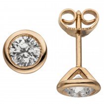 Ohrstecker rund 585 Rotgold 2 Diamanten Brillanten 1,00ct. Ohrringe