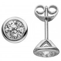 Ohrstecker rund 585 Weißgold 2 Diamanten Brillanten 1,00ct. Ohrringe
