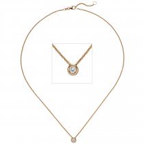 Collier Kette mit Anhänger 585 Rotgold 1 Diamant Brillant 0,15ct. 45cm