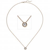 Collier Kette mit Anhänger 585 Rotgold 1 Diamant Brillant 0,50ct. 45cm