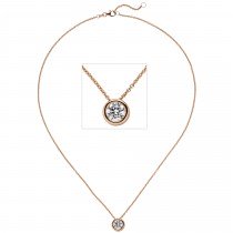 Collier Kette mit Anhänger 585 Rotgold 1 Diamant Brillant 1,0ct. 45cm