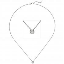 Collier Kette mit Anhänger 585 Weißgold 1 Diamant Brillant 0,15ct. 45cm