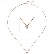 Collier Kette mit Anhänger 585 Rotgold 1 Diamant Brillant 0,25ct. 45cm