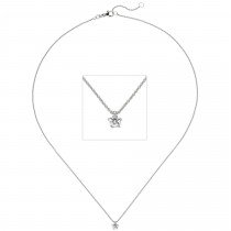 Collier Kette mit Anhänger 585 Weißgold 1 Diamant Brillant 0,15ct. 45cm