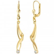 Ohrhänger 375 Gelbgold matt 2 Zirkonia Boutons