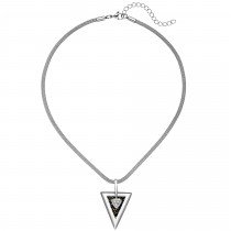 Kette mit Anhänger Dreieck Edelstahl 3 Zirkonia und Kristallsteinen 47 cm
