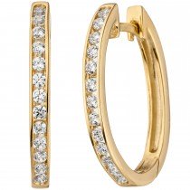 Creolen oval 375 Gelbgold 26 Zirkonia Ohrringe Goldcreolen Goldohrringe