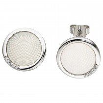 Ohrstecker 925er Sterlingsilber 2 Perlmutt Einlagen 10 Zirkonia Ohrringe