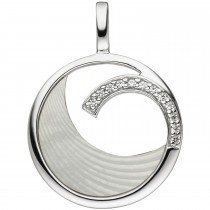 Anhänger 925 Sterlingsilber 12 Zirkonia 1 Perlmutt Einlage