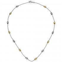 Collier Halskette 925er Sterling Silber bicolor vergoldet 45cm Kette Silberkette