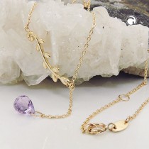 Collier Halskette Y-Collier Halskette 45cm Amethyst 375 Gelbgold