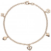 Armband 925er Sterling Silber rotgold vergoldet 3 Zirkonia 19cm