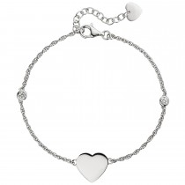 Armband Herz 925er Sterling Silber 2 Zirkonia 22cm Silberarmband Herzarmband